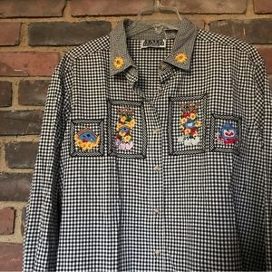 Vintage TALK OF AMERICA Sportswear gingham check button up embroidered shirt 20